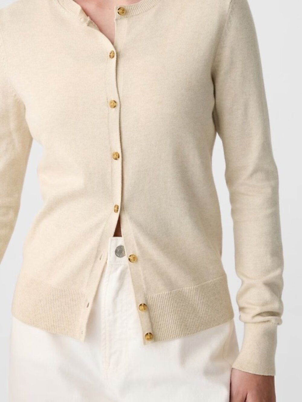GAP Crewneck Cardigan Long Sleeve Light Oat Heather Size S - Picture 13 of 14